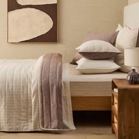 Linen Cotton Nutmeg Stripe Quilted Coverlet Separates
