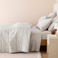 Stonewashed Cotton Moon Grey Quilted Coverlet Separates