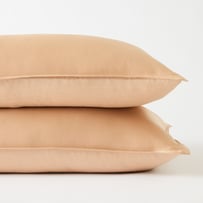 Vintage Washed Linen Macadamia Silk Pillowcases Pair