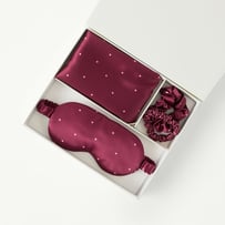 Pure Silk Polka Dot Burgundy Gift Set