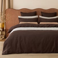 Vintage Washed Linen Chocolate Quilt Cover Separates