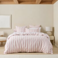 Arden Stripe Pink Linen Cotton Quilt Cover Set + Separates