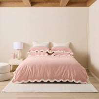 Delilah Dusty Pink Scallop Quilt Cover Set + Separates