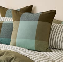 Alma Check Mineral Linen Cotton Pillowcases