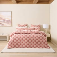 Nellie Dusty Rose Check Quilt Cover Set + Separates