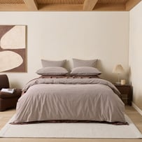 Stonewashed Cotton Chocolate Mini Gingham Quilt Cover Separates 