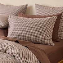 Stonewashed Cotton Chocolate Mini Gingham Pillowcases