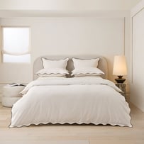 Hallie Scallop Coconut & Black Quilt Cover Set & Separates