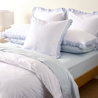 Broderie Shell White & Blue European Pillowcase