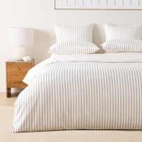 Bamboo Cotton Coconut & Onyx Stripe Quilt Cover Separates