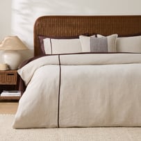 Vintage Washed Linen Linen & Chocolate Panel Quilt Cover Separates