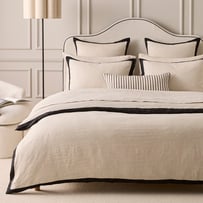 Vintage Washed Linen Linen & Onyx Border Quilt Cover Separates