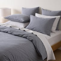 Stonewashed Cotton Midnight Navy Mini Gingham Pillowcases