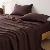 Vintage Washed Linen Chocolate Sheet Separates