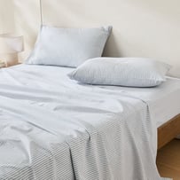 Stonewashed Cotton Blue & Chocolate Thin Stripe Sheet Separates 