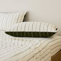 Stonewashed Cotton Basil & Coconut Pencil Stripe Sheet Separates 