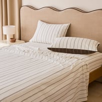 Stonewashed Cotton Chocolate Pencil Stripe Sheet Separates