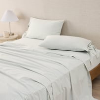 Stonewashed Cotton Thin Coconut & Blue Stripe Sheet Separates