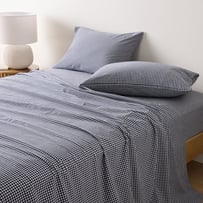 Stonewashed Cotton Midnight Navy Mini Gingham Sheet Separates