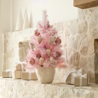Potted Whimsical Pine LED Pink Christmas Tree