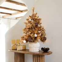 Potted Gilded Pine Gold Christmas Tree