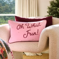Oh What Fun Pink Beaded Cushion