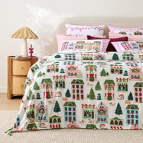 Christmas Village Green Fleece Blanket