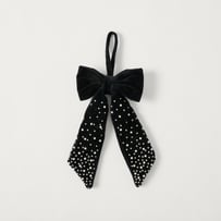 Luxe Black Velvet Pearl Bow
