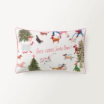 Here Come Santa Paws White Text Pillowcase