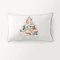 Feline White Festive Text Pillowcase