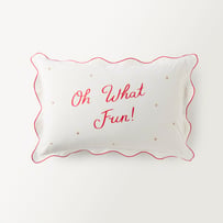 Oh What Fun White & Red Text Pillowcase 