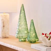 Bow & Bright Festive Green Glass LED Tree
