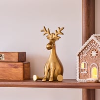 Christmas Village Gold Reindeer Metal Stocking Hanger