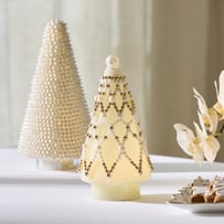 Luxe Pearl White Glass LED Small Christmas Tree