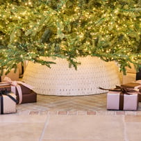 Cross Woven White Christmas Tree Skirt
