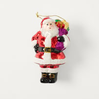 Christmas Village Santa Red Vintage Glass Ornament