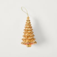 Bow & Bright Frosted Tree Gold Vintage Glass Ornament