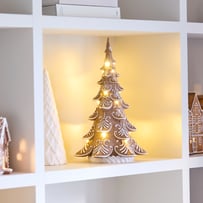 Christmas Village Brown & White LED Gingerbread Tree