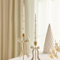 Star White & Gold Taper Candles Set of 3
