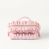 Embroidered Christmas Bows Cosmetic Bag