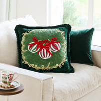 Christmas Baubles Green Cushion