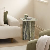 Athena Green Onyx Marble Fluted Side Table