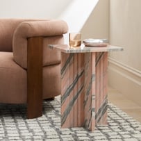Athena Pink Marble Fluted Side Table