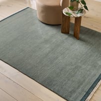 Whisper Tufted Fringed Mineral Blue Wool Rug