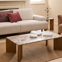 Marmo Toronto & Walnut Rectangular Marble Coffee Table
