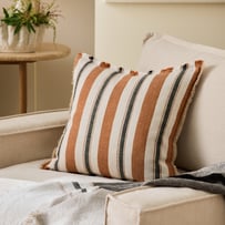 Shadow Brown Sugar & Black Stripe Linen Cushion