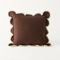 Delilah Coffee Scallop Linen Cushion