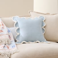 Delilah Blue Scallop Linen Cushion