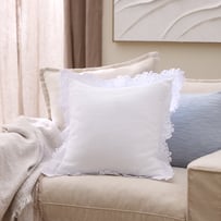 Solene White Embroidered Cushion