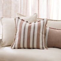 Shadow Mocha Stripe Linen Cushion